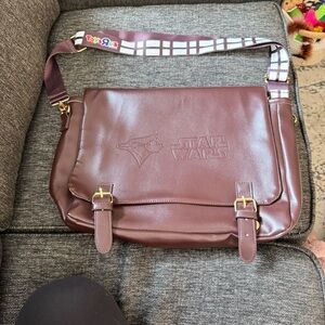 Blue Jays Star Wars Brown Leather Messenger Bag with Classic Design